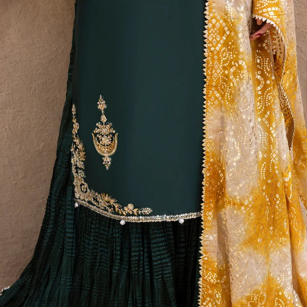 3- Piece Embroidered Raw Silk Suit