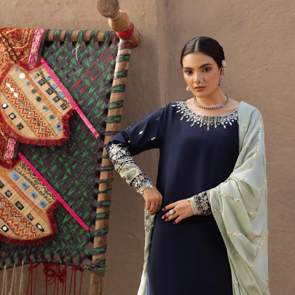 3- Piece Embroidered Raw Silk Suit