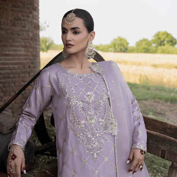 3- Piece Embroidered Raw Silk Suit