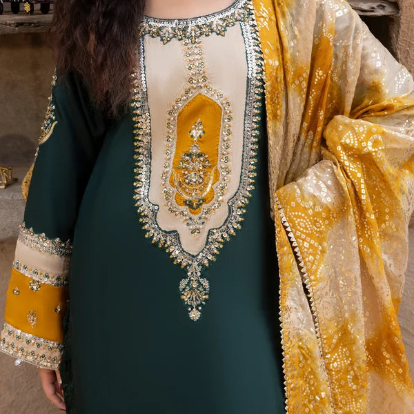 3- Piece Embroidered Raw Silk Suit