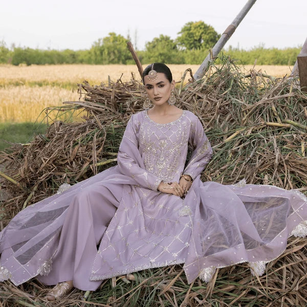 3- Piece Embroidered Raw Silk Suit