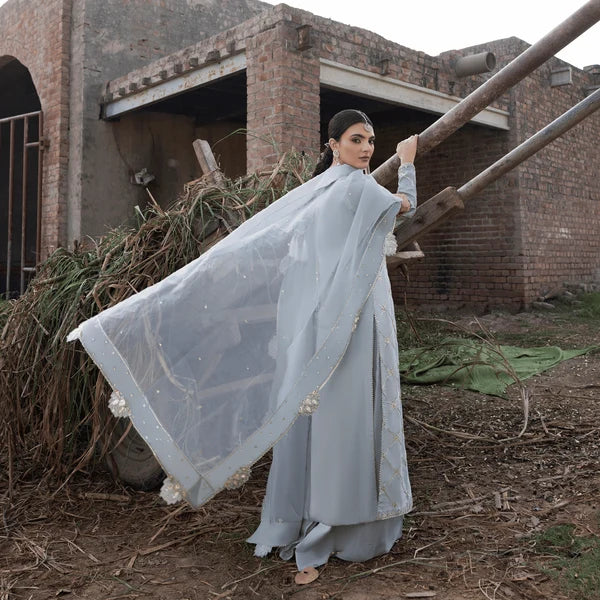 3- Piece Embroidered Raw Silk Suit