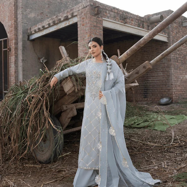 3- Piece Embroidered Raw Silk Suit