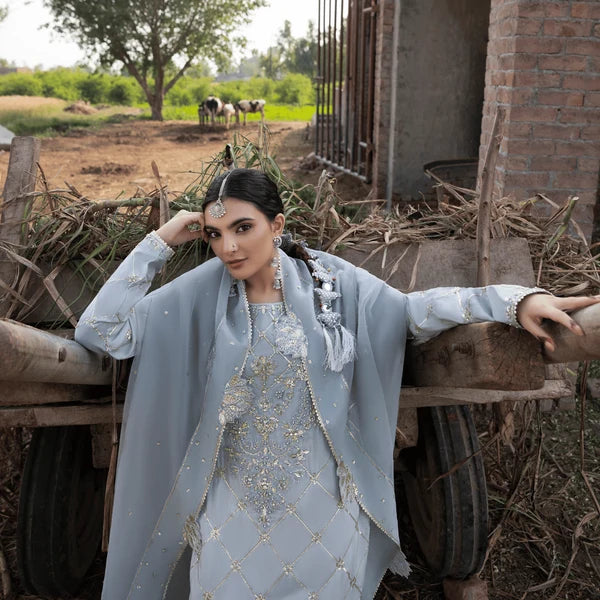 3- Piece Embroidered Raw Silk Suit