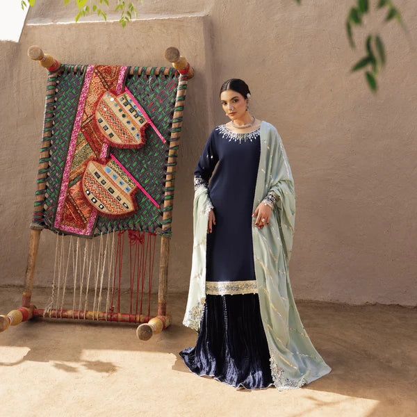 3- Piece Embroidered Raw Silk Suit