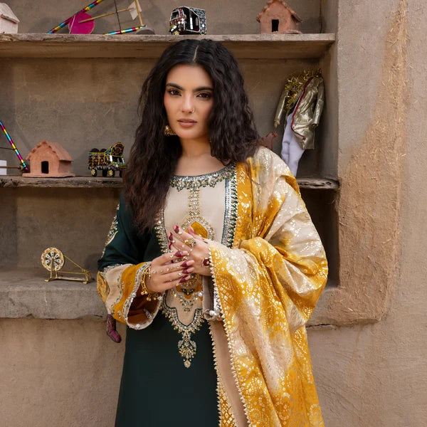 3- Piece Embroidered Raw Silk Suit