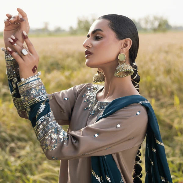 3- Piece Embroidered Raw Silk Suit