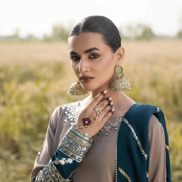 3- Piece Embroidered Raw Silk Suit