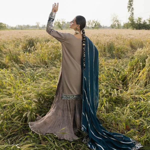 3- Piece Embroidered Raw Silk Suit