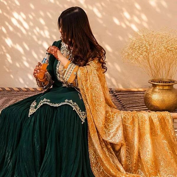 3- Piece Embroidered Raw Silk Suit