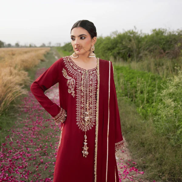 3- Piece Embroidered Raw Silk Suit