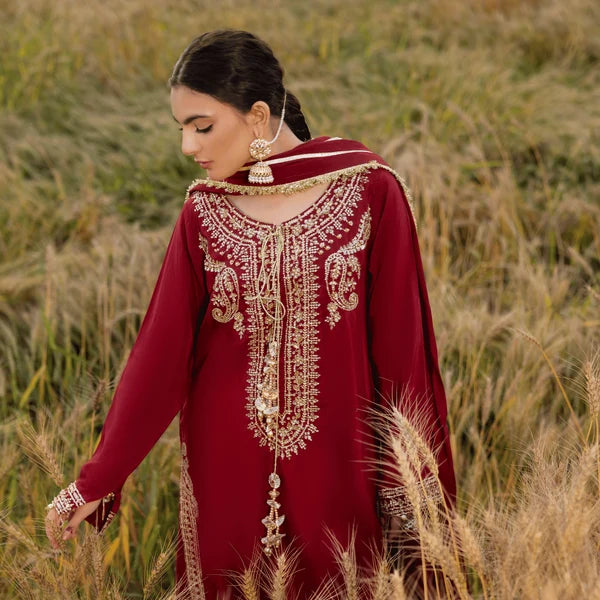 3- Piece Embroidered Raw Silk Suit