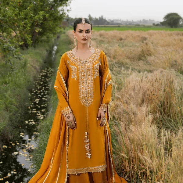 3- Piece Embroidered Raw Silk Suit