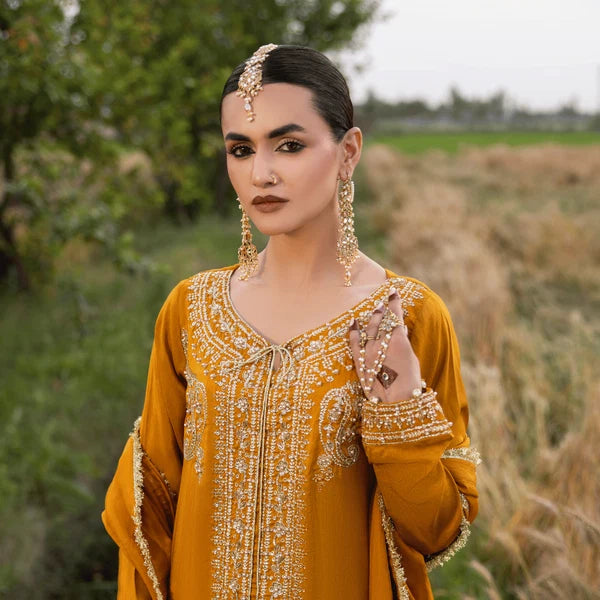 3- Piece Embroidered Raw Silk Suit