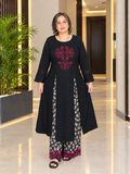 2- Piece Embroidered Black Cambric Suit