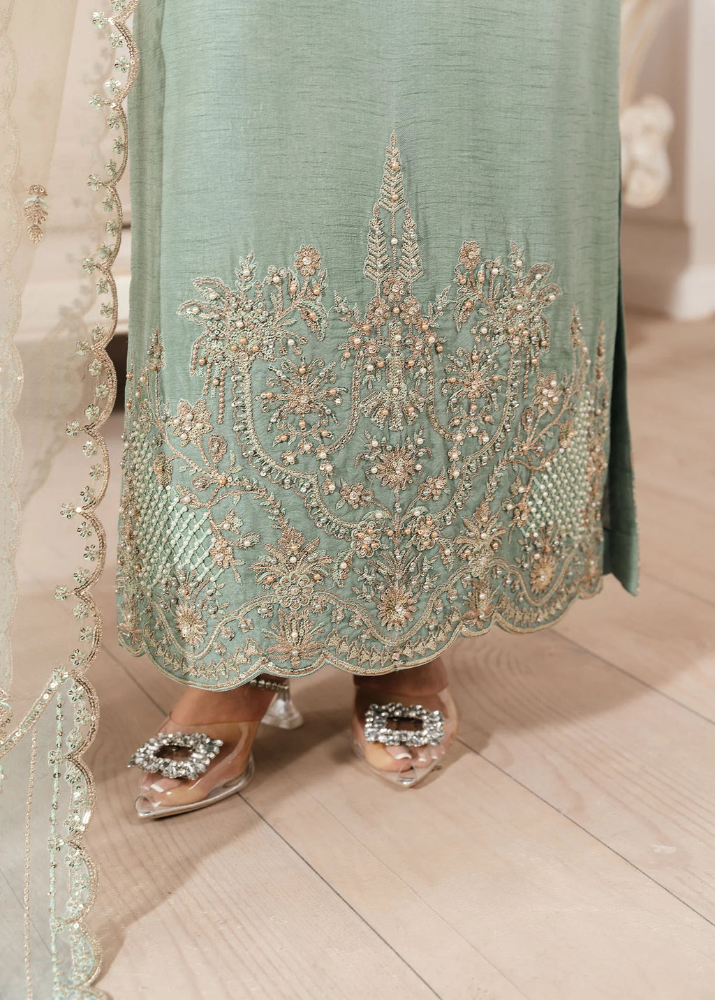 3- Piece Embroidered Raw Silk Suits