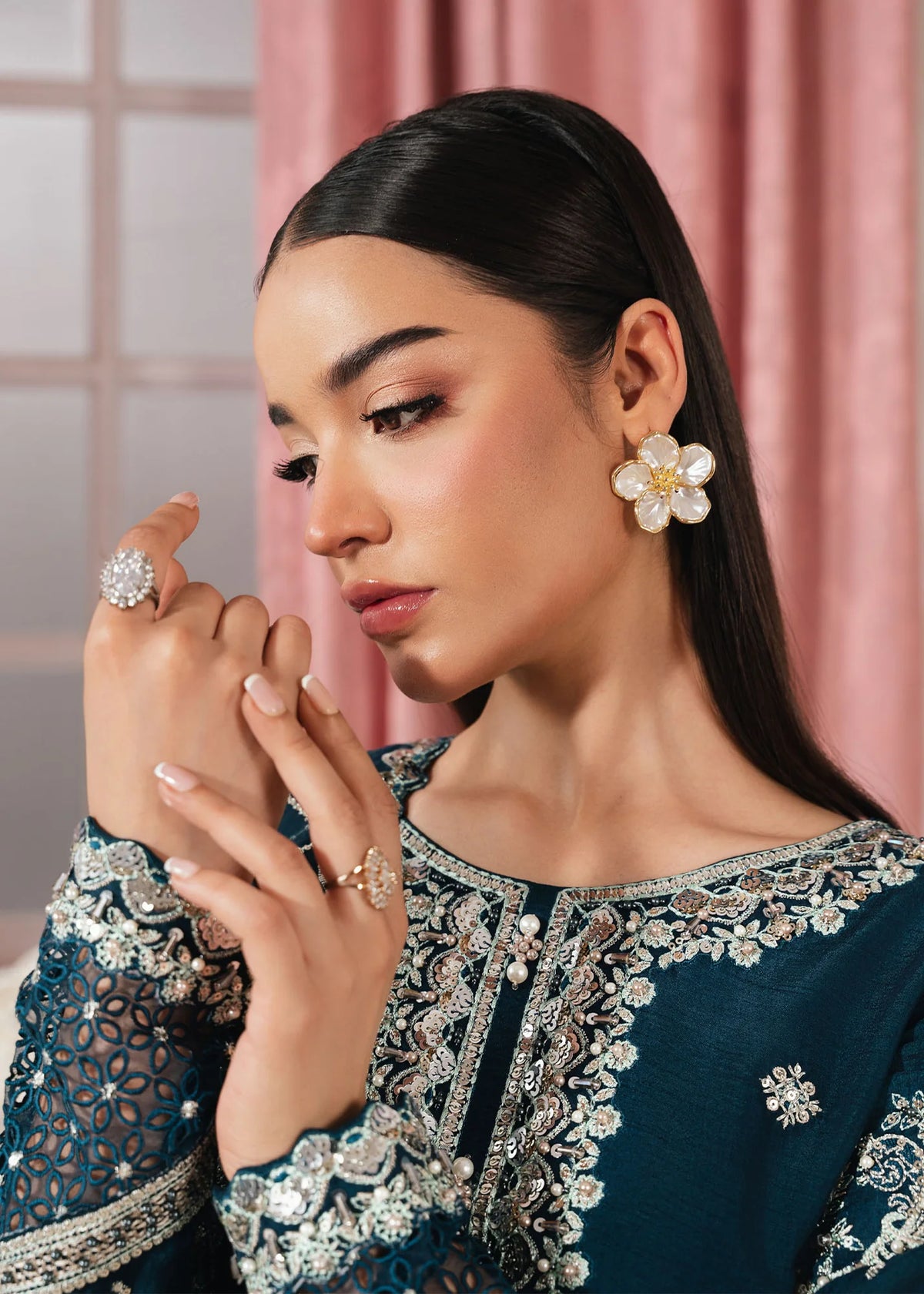 3- Piece Embroidered Raw Silk Suits