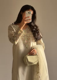 3- Piece Embroidered Raw Silk Suit