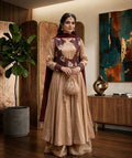 3- Piece Luxury Silk Flared Frock with Embellished Embroidered