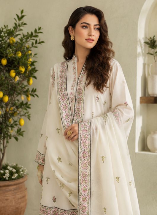 3- Piece Ivory Straight-Cut Suit