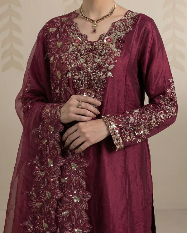 3 Piece Embroidered Silk Suit
