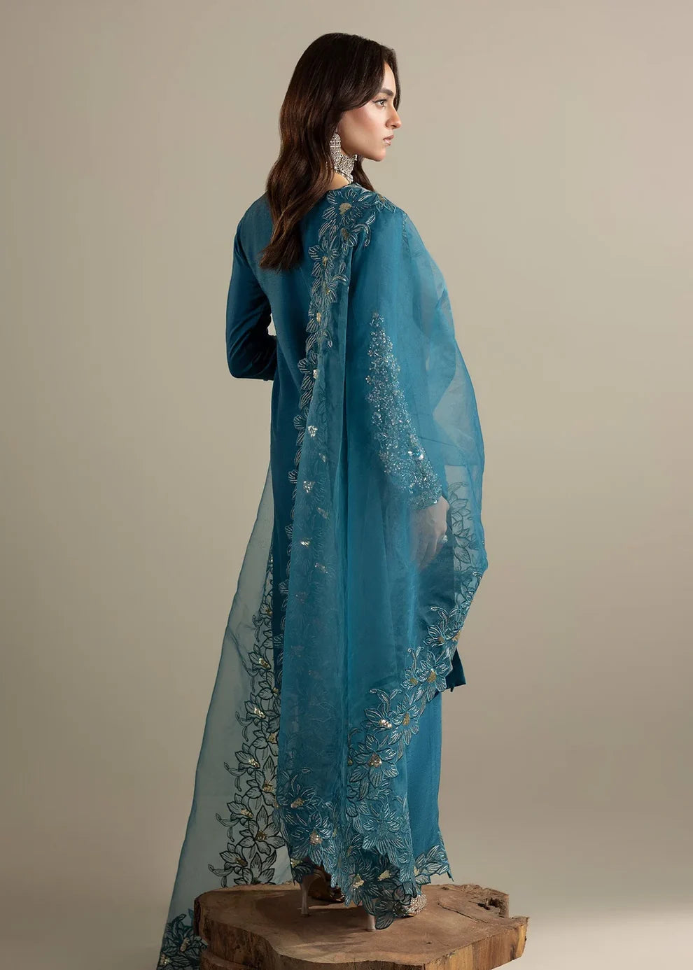 3- Piece Embroidered Raw Silk Suit