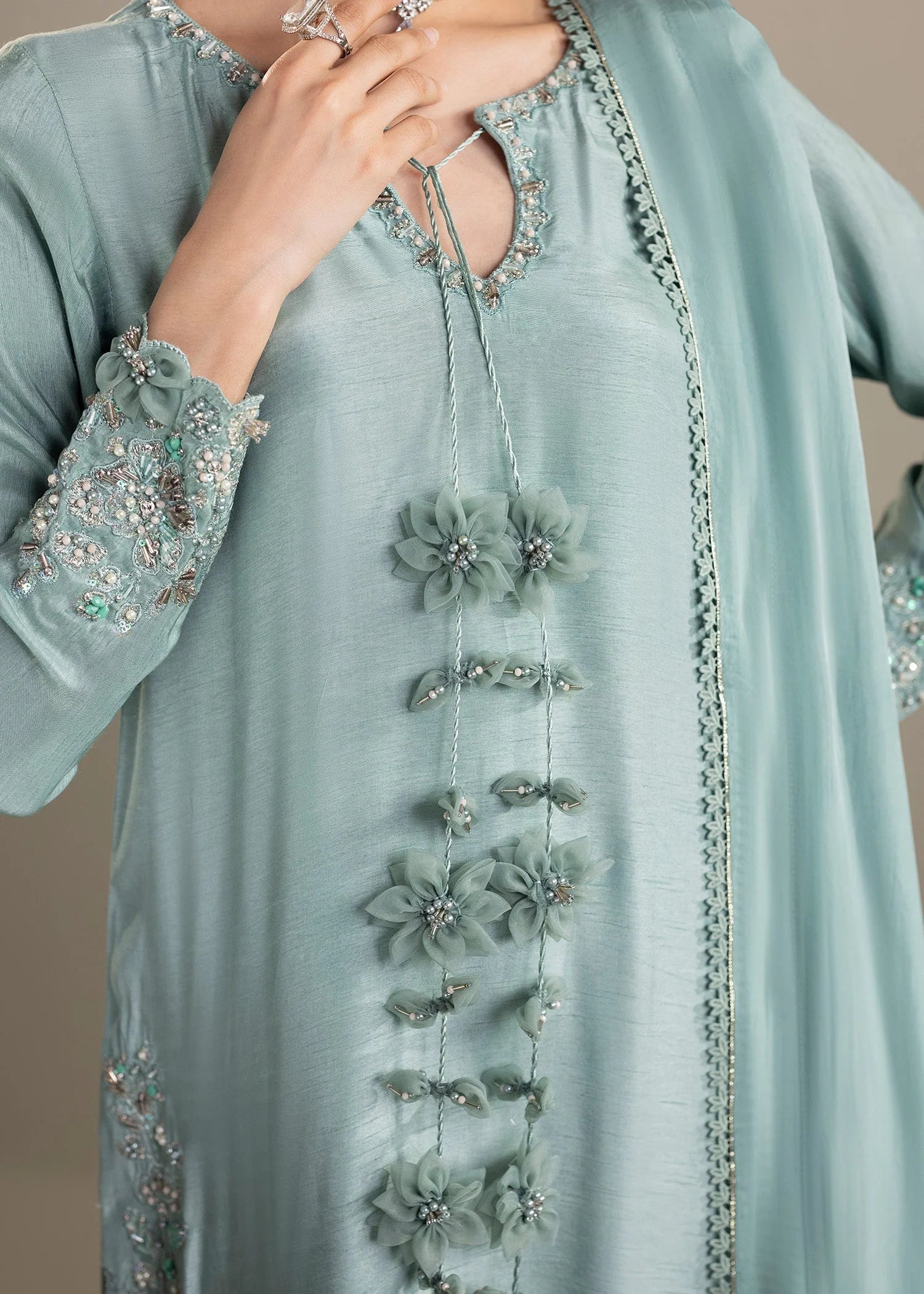 3- Piece Embroidered Silk Suit