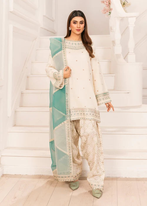 3- Piece Embroidered Raw Silk Suits