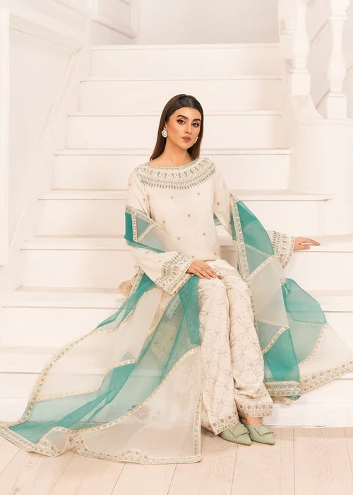 3- Piece Embroidered Raw Silk Suits