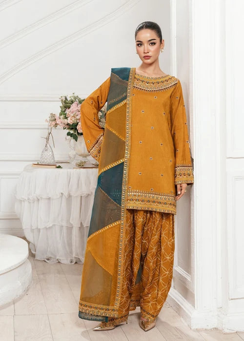 3- Piece Embroidered Raw Silk Suits