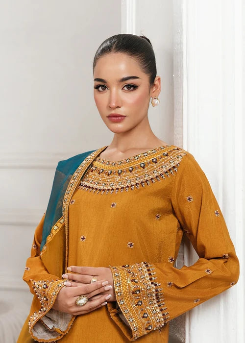 3- Piece Embroidered Raw Silk Suits