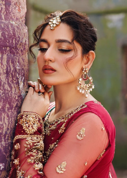 3- Piece Maroon Royale Embroidered Sharara Set
