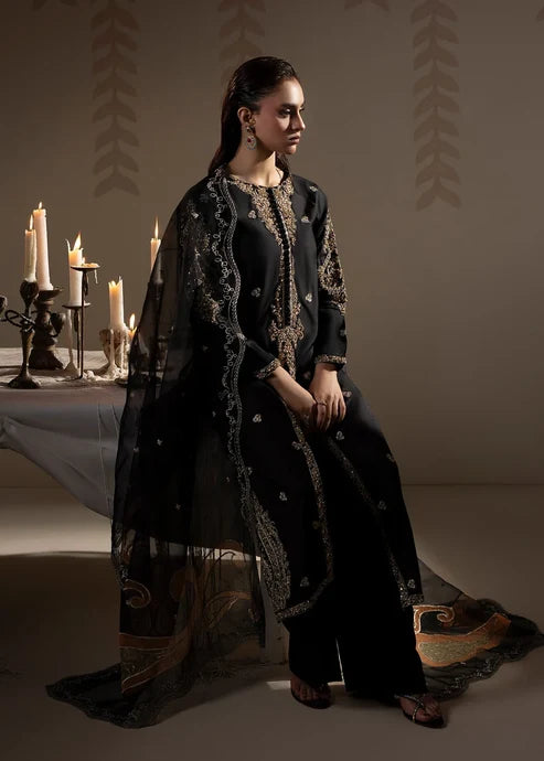 3- Piece Embroidered Raw Silk Suit