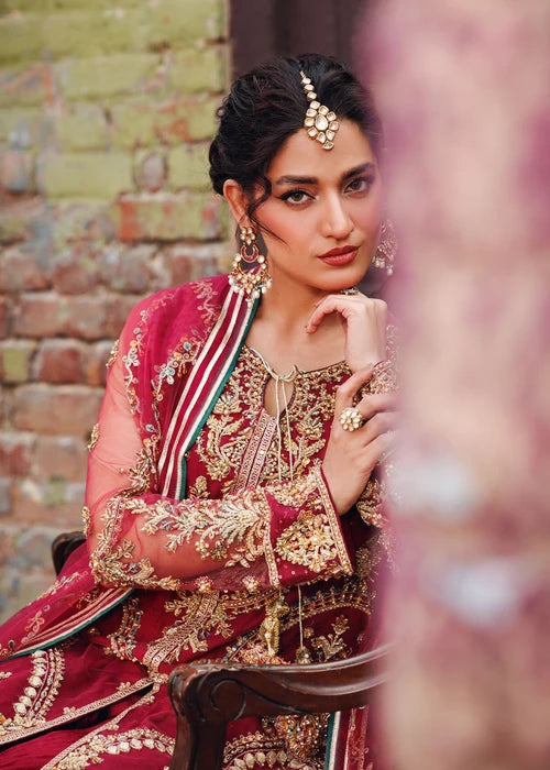 3- Piece Maroon Royale Embroidered Sharara Set