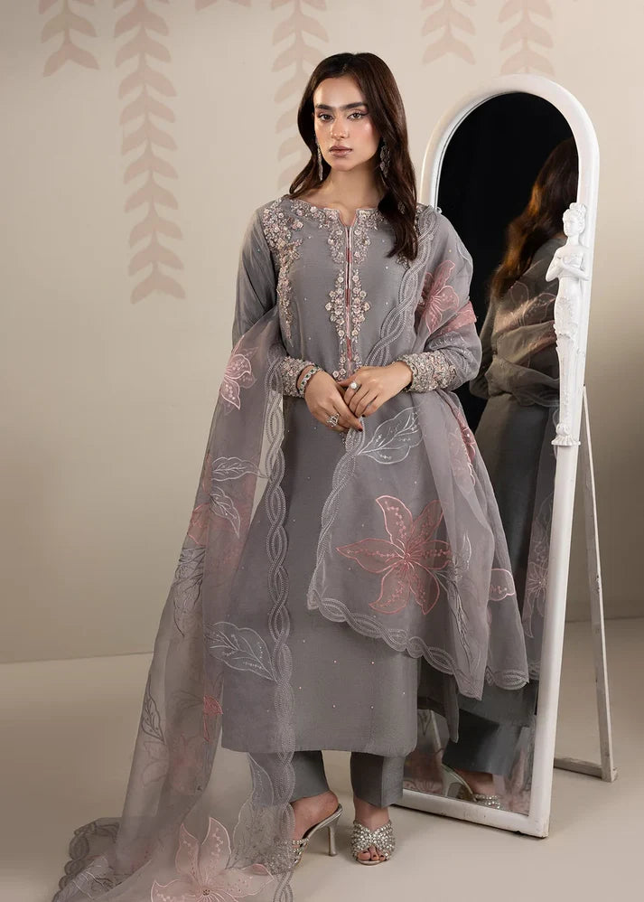 3- Piece Embroidered Raw Silk Suit