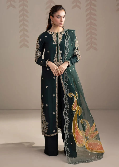 3- Piece Embroidered Raw Silk Suit