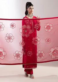 3- Piece Embroidered Raw Silk Suit