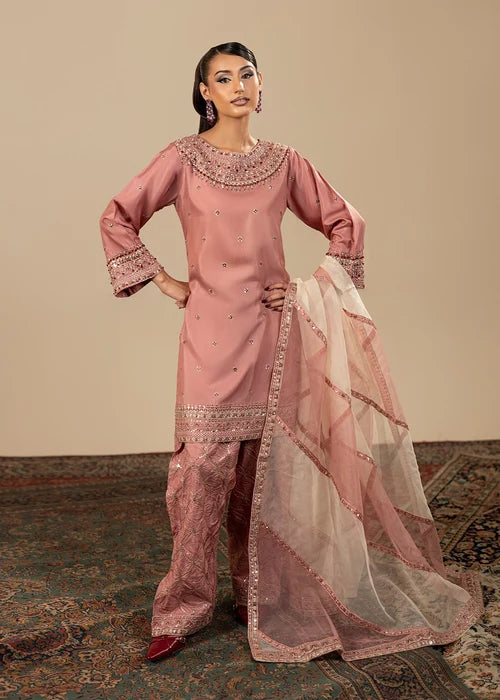 3- Piece Embroidered Raw Silk Suits