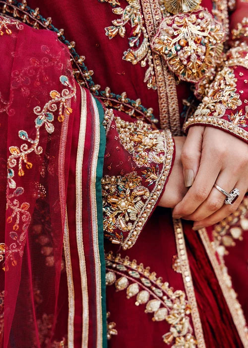 3- Piece Maroon Royale Embroidered Sharara Set