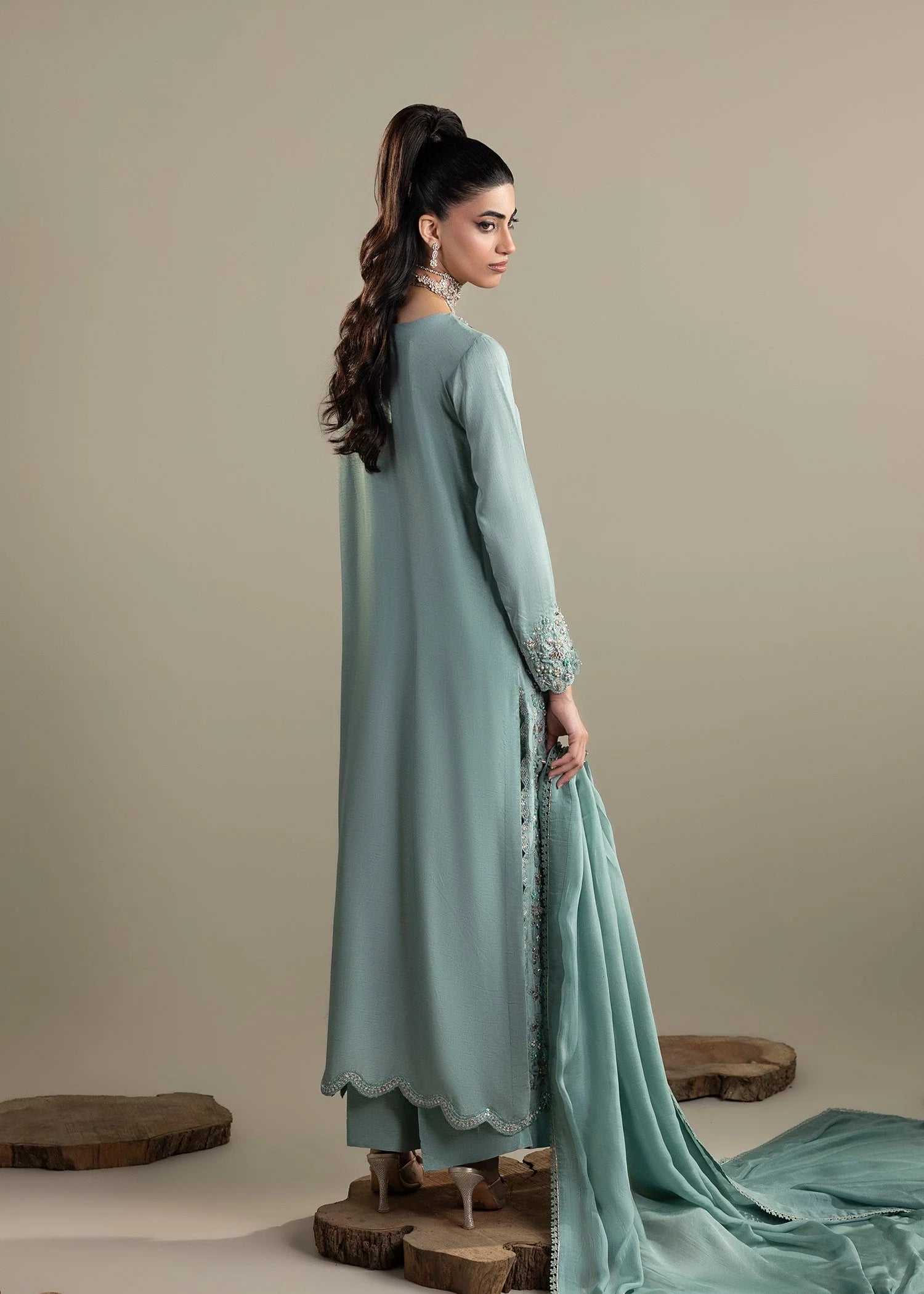 3- Piece Embroidered Silk Suit