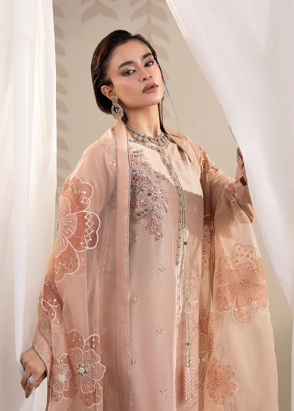 3- Piece Embroidered Raw Silk Suit
