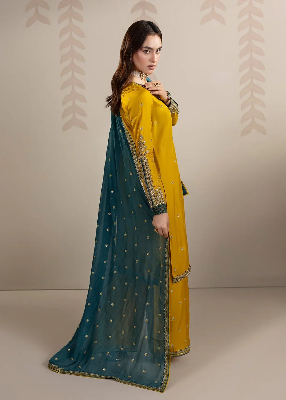3- Piece Embroidered Raw Silk Suit