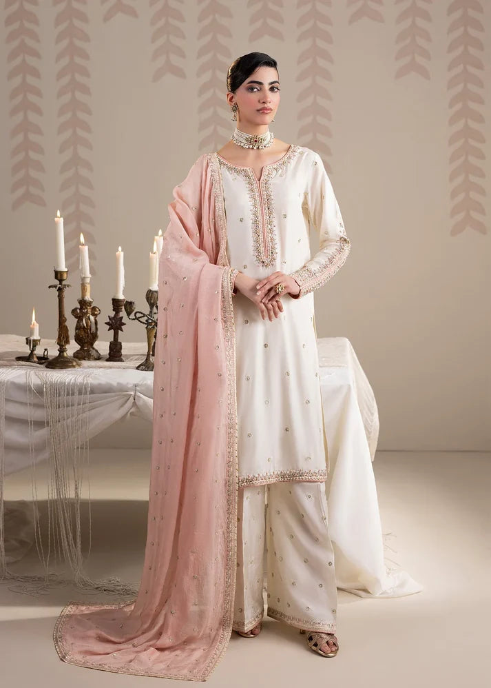 3- Piece Embroidered Raw Silk Suit