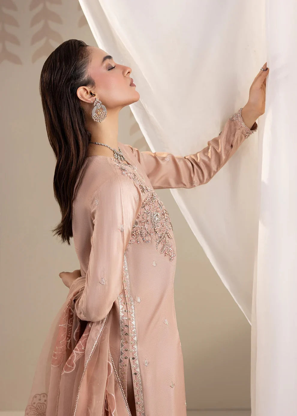 3- Piece Embroidered Raw Silk Suit