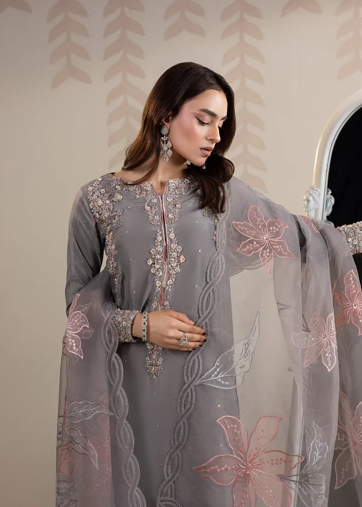 3- Piece Embroidered Raw Silk Suit