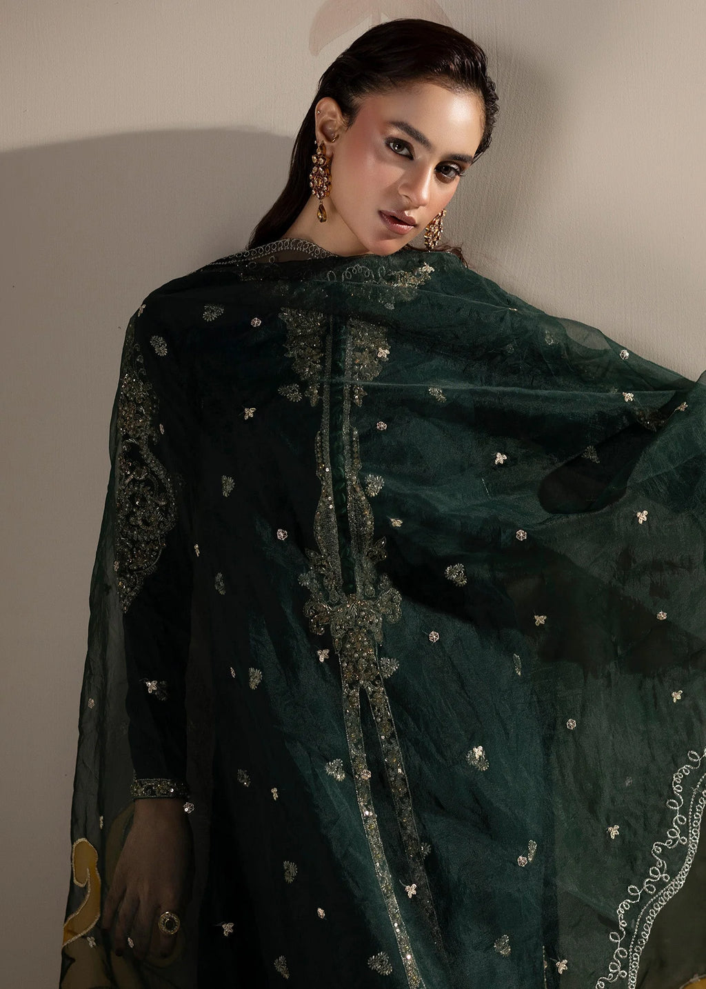 3- Piece Embroidered Raw Silk Suit