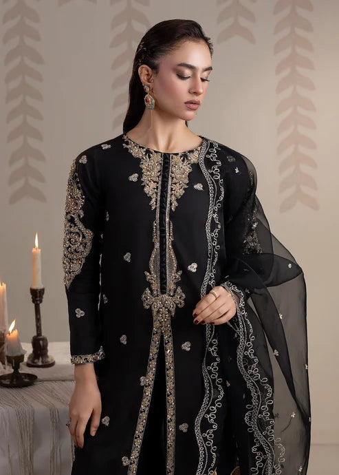 3- Piece Embroidered Raw Silk Suit