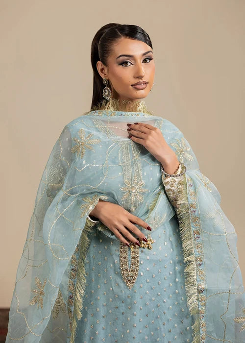 3- Piece Ice Blue Organza Gharara Set