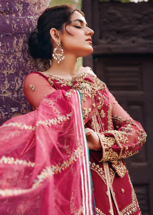 3- Piece Maroon Royale Embroidered Sharara Set