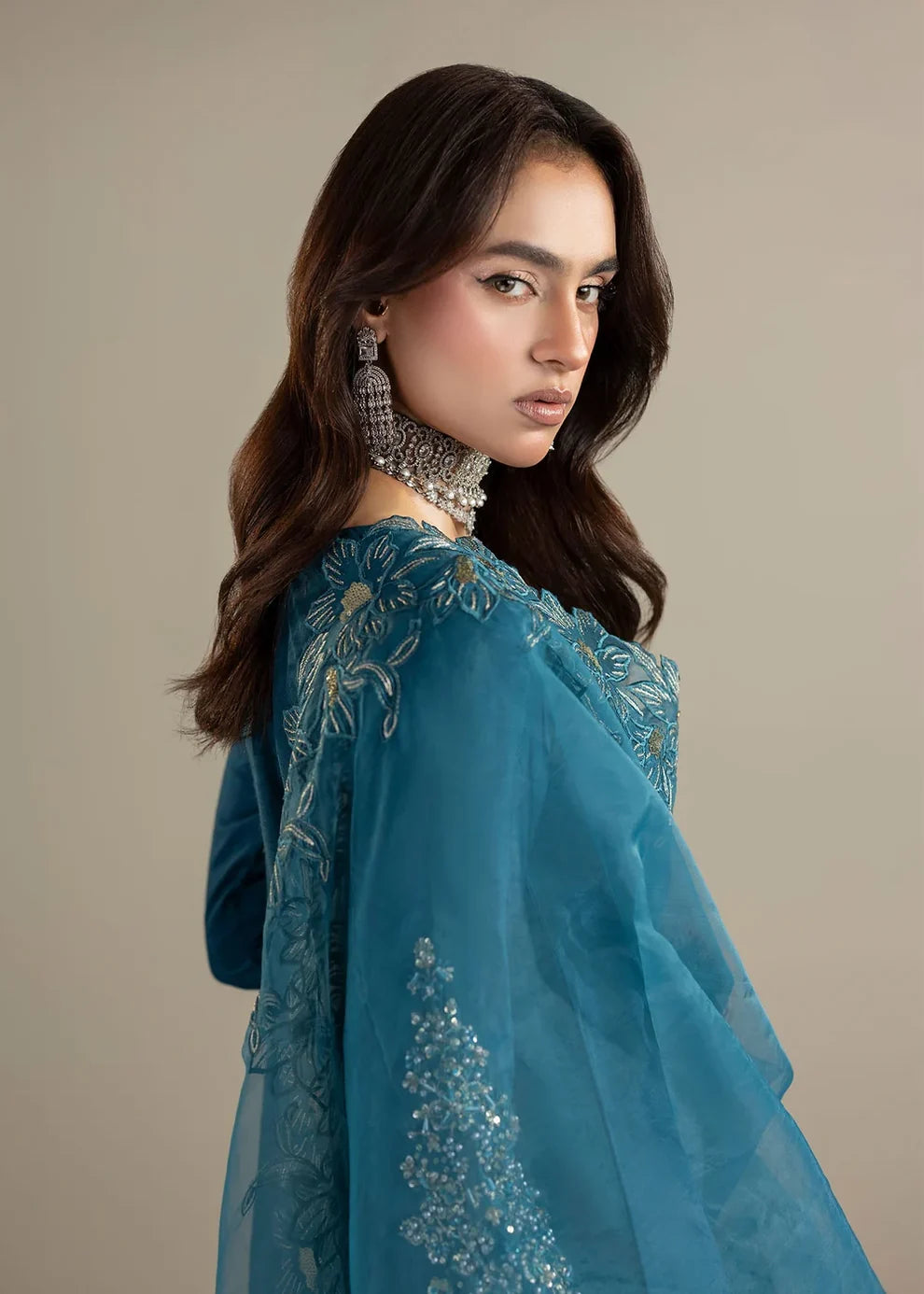 3- Piece Embroidered Raw Silk Suit